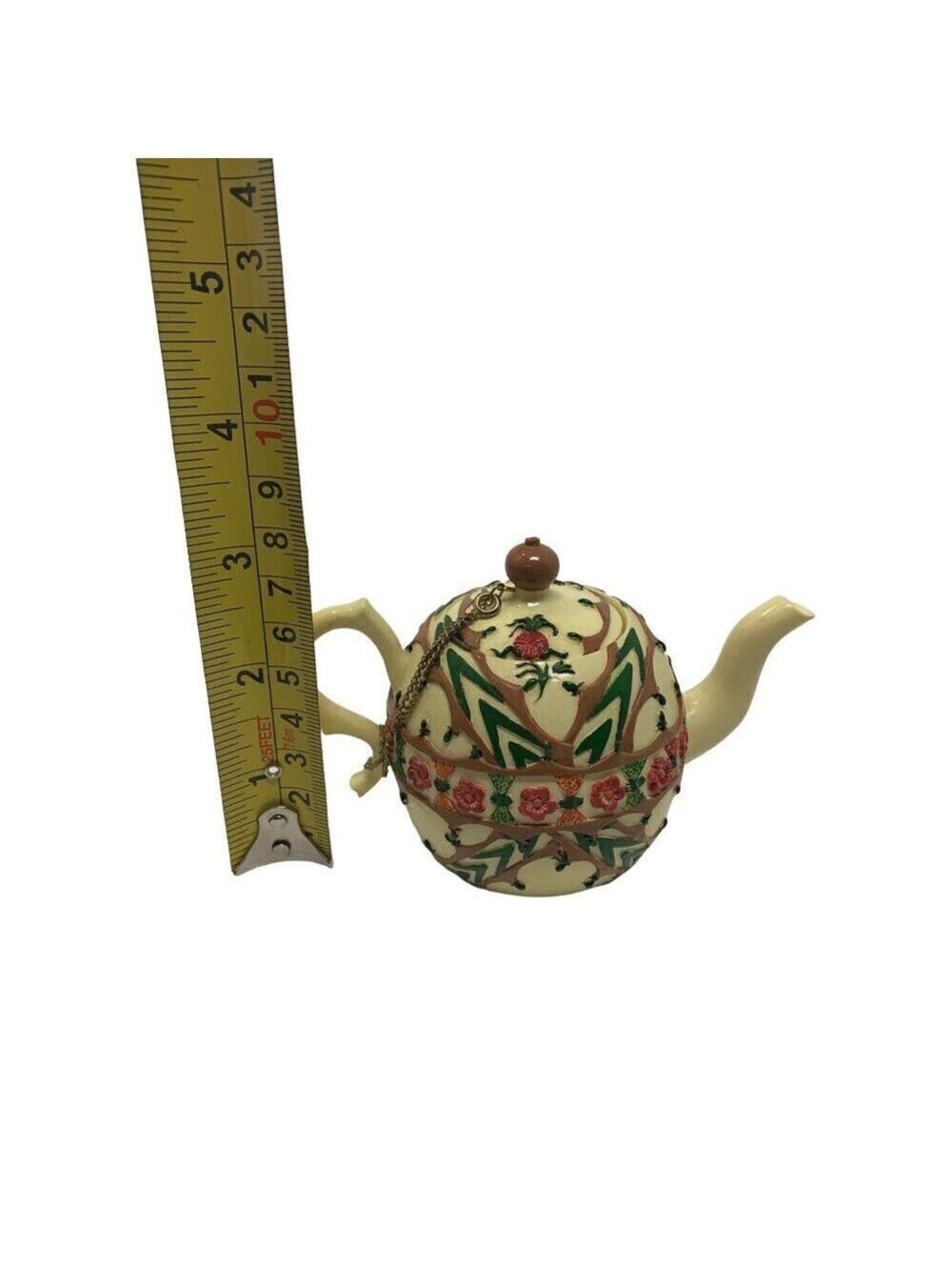 Vintage Nini Japan Hand Painted Teapot Trinket Box Floral Staffordshire Style - Picture 8 of 11